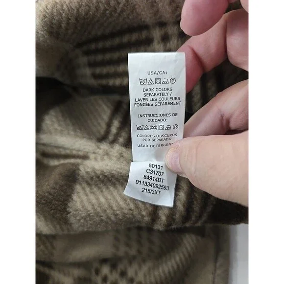 Chaps Ralph Lauren Canvas Chore Jacket Barn Coat Beige 3XT Plaid Flannel Lined